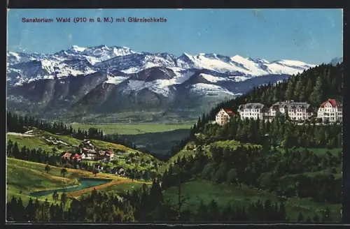 AK Wald /ZH, Blick auf das Sanatorium mit Glärnischkette