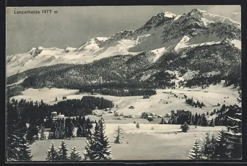 AK Lenzerheide, Schneelandschaft mit Bergmassiv