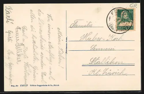 AK Lenzerheide, Blick gegen Wasserfall, Lenzeralp u. Lenzerhorn