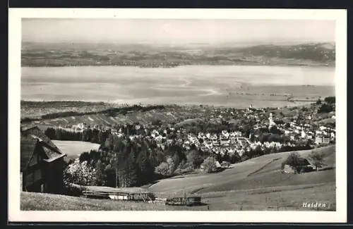 AK Heiden, Panorama aus der Vogelschau mit See