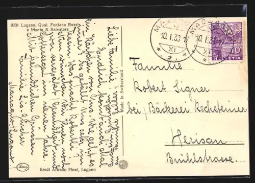 AK Lugano, Quai, Fontana Bossi e Monte S. Salvatore