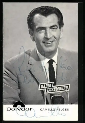 AK Musiker Camillo Felgen, Portrait im Anzug, Autograph