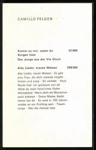 AK Musiker Camillo Felgen, Portrait im Anzug, Autograph