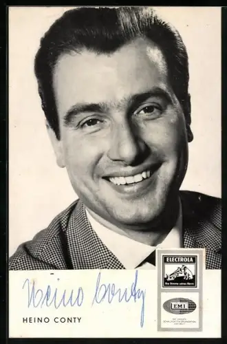 AK Sänger Heino Conty im karierten Anzug, Autograph