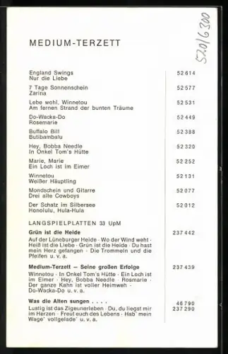AK Die drei Sänger vom Medium-Terzett, Autographen