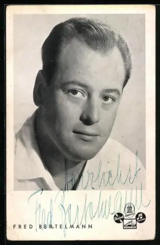 AK Musiker Fred Bertelmann im Hemd, Autograph