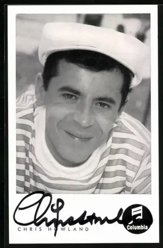 AK Musiker Chris Howland im gestreiften Hemd und weissem Hut, Musiker