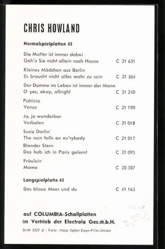 AK Musiker Chris Howland im gestreiften Hemd und weissem Hut, Musiker