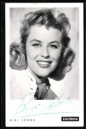 AK Sängerin Bibi Johns mit wallendem Haar lächelt den Betrachter an, Autograph
