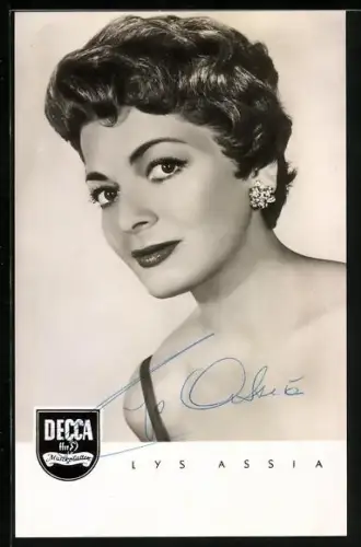 AK Musikerin Lys Assia mit Ohrclip, Autograph