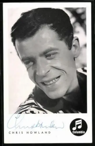 AK Musiker Chris Howland mit seitwärts gerichtetem Blick, Autograph