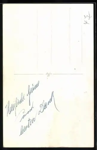 AK Musiker Wolfgang Sauer, Portrait im Anzug, Autograph