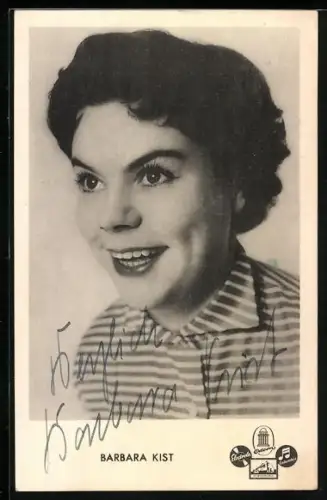 AK Sängerin Barbara Kist mit freudigem Gesichtsausdruck, Autograph