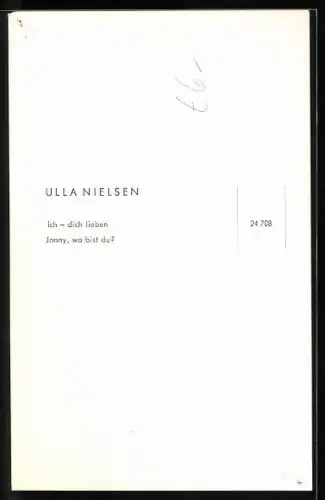 AK Sängerin Ulla Nielsen, Portrait mit seitlich gerichtetem Blick, Autograph