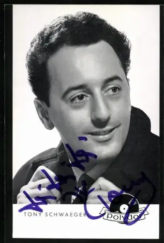 AK Portzrait Sänger Toni Schwaegerl, Portrait, Autograph