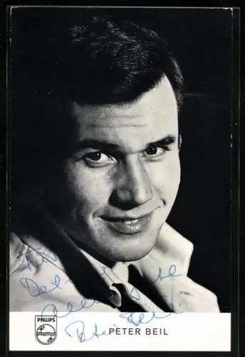 AK Sänger Peter Beil blickt in die Kamera, Autograph