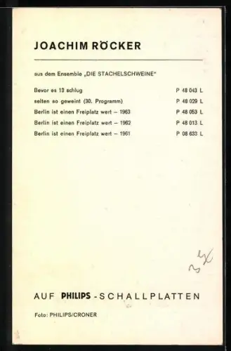 AK Musiker Joachim Röcker, En-face Portrait, Autograph