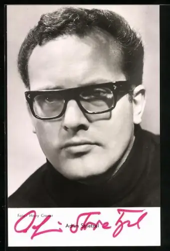 AK Musiker Achim Strietzel, Portrait im Pullover, Autograph