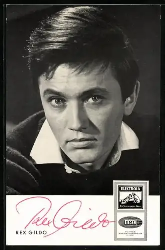 AK Musiker Rex Gildo, Halbportrait, Autograph