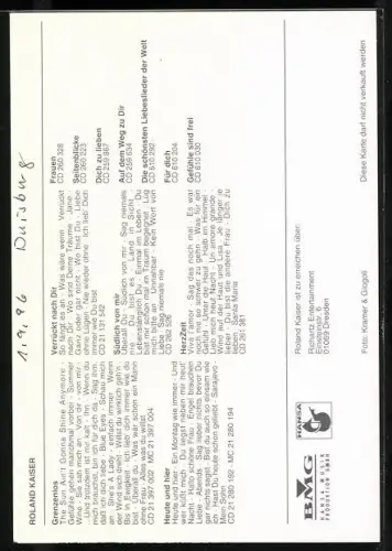 AK Musiker Roland Kaiser im Anzug mit Autograph