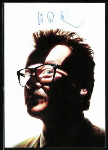AK Musiker Heinz Rudolf Kunze in dramatischem Licht, Autograph