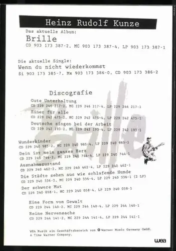AK Musiker Heinz Rudolf Kunze in dramatischem Licht, Autograph