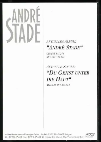 AK Musiker André Stade lächelnd im Porträt, Autograph