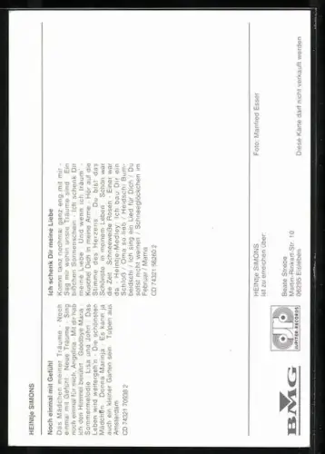 AK Musiker Heintje Simons in Kamera blickend, Autograph