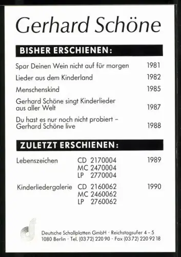 AK Musiker Gerhard Schöne mit Gitarre, Autograph