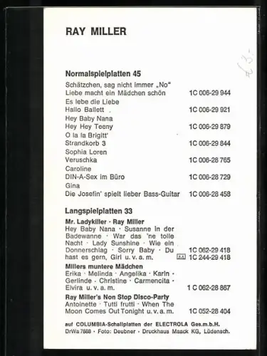 AK Musiker Ray Miller mit Autograph