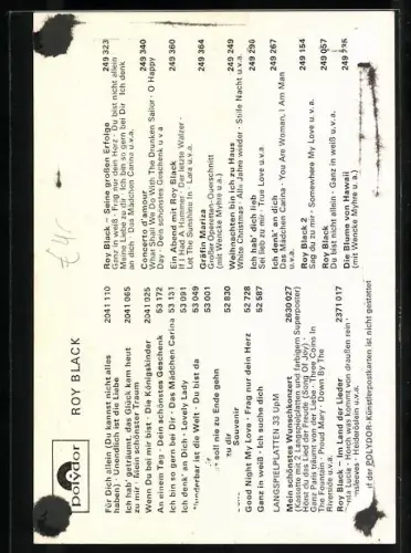 AK Musiker Roy Black in dunklem Hemd, Autograph
