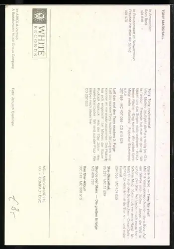 AK Musiker Tony Marschall lachend im Porträt, Autograph