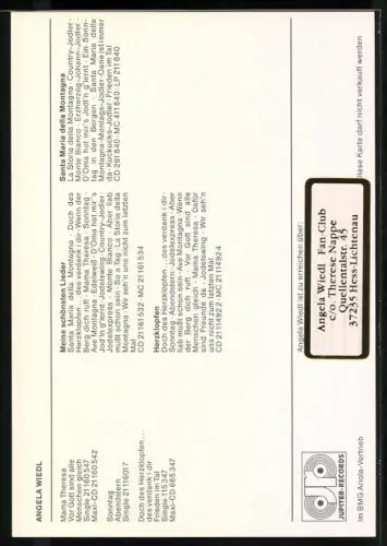 AK Musikerin Angela Wiedl lächelnd im Porträt, Autograph