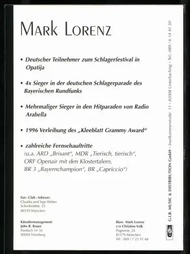 AK Mark Lorenz im Porträt mit Autograph