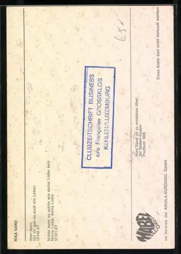 AK Musikerin Rika Sand auf einem Motorrad, Autograph