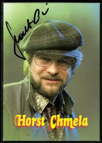 AK Musiker Horst Chmela im Porträt mit Autograph