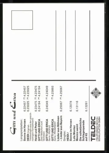 AK Musikerinnen Gitti und Erica in weissen Kleidern, Autograph