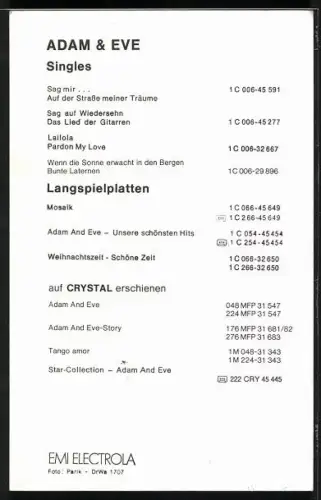 AK Musiker Adam & Eve vor blauem Hintergrund, Autograph