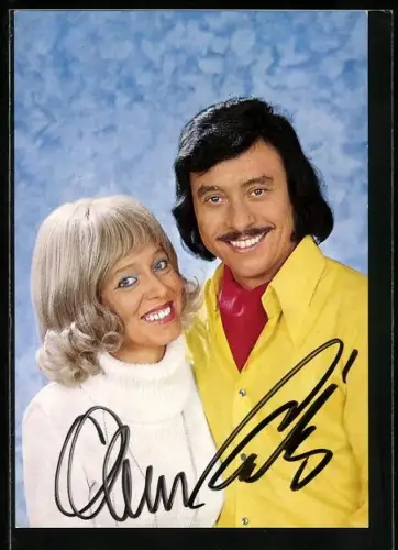 AK Musiker Ann & Andy in die Kamera lächelnd, Autograph