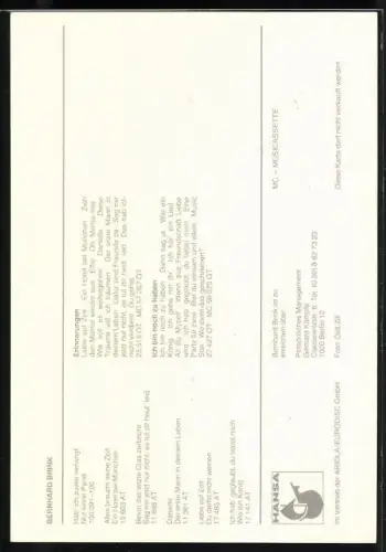 AK Musiker Bernhard Brink in die Kamera blickend, Autograph