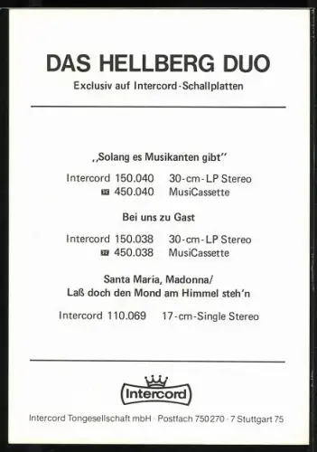 AK Musiker Hellberg Duo im Porträt mit Autograph