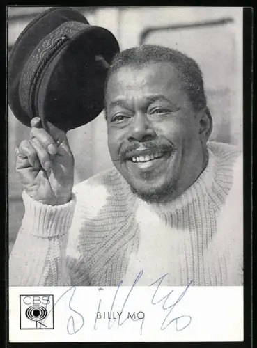 AK Musiker Billy Mo in hellem Strickpullover, Autograph