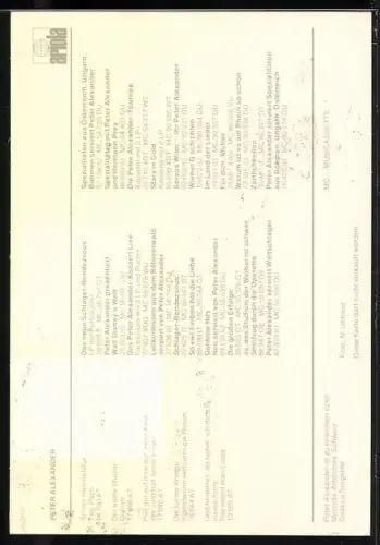 AK Musiker Peter Alexander an einen Baum lehnend, Autograph