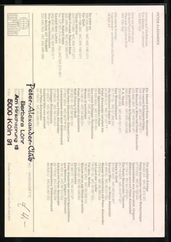 AK Musiker Peter Alexander im Porträt mit Autograph