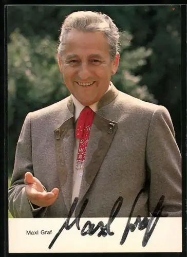 AK Musiker Maxl Graf, Portrait in Tracht, Autograph
