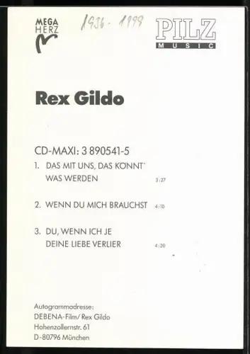 AK Musiker und Schauspieler Rex Gildo Porträt, Autograph