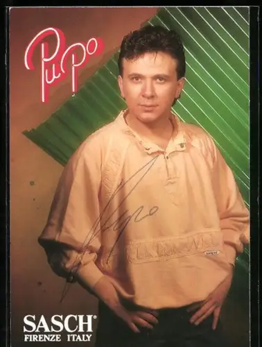 AK Sänger Pupo im Portrait, Autograph