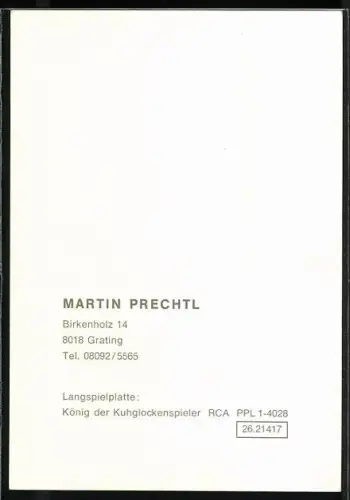 AK Musiker Martin Prechtl in Tracht mit Glocken, Autograph