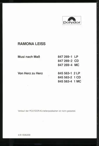 AK Sängerin Ramona Leiss im Portrait, Autograph