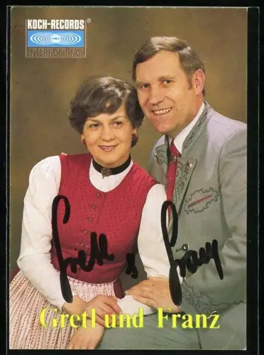 AK Sänger-Duo Gretl und Franz im Portrait, Autograph